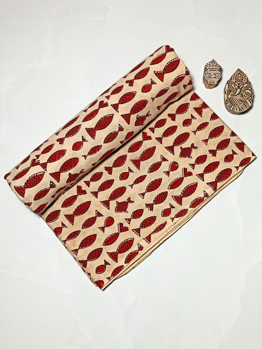 Bagru Small Fish Off Red Print