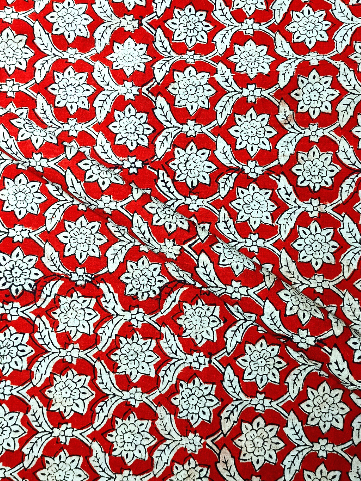 Kalamkari Umbrella Motif Yellow Base With Grey And Off White Colour Hand Block Bagru Print Fabric