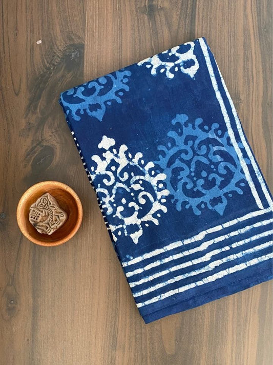 Natrajan Motif 2 Kaam Mud Dabu With Silli Sinle Kaam Border Hand Bloc Print