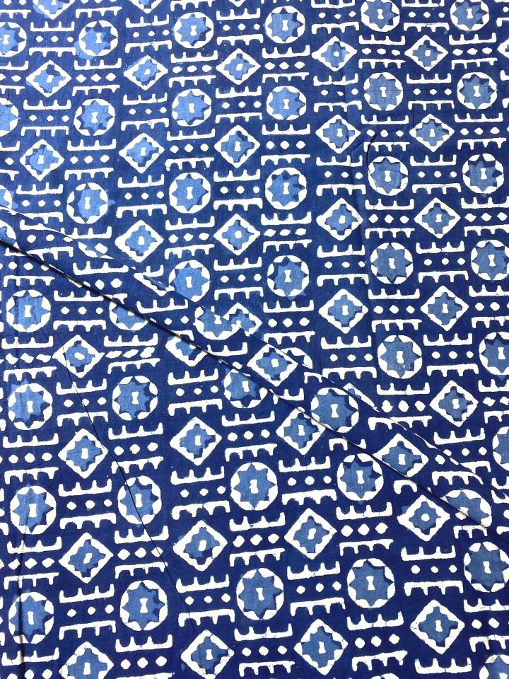 Small Katli Jall Indigo Base Hand Block Dabu Print Fabric