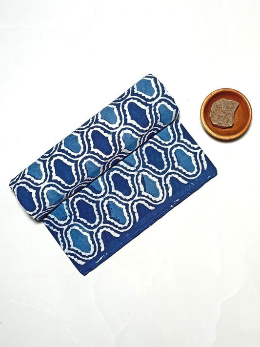 Matki Lehriya Jaal Mud Dabu Motif Indigo Base Hand Block Print Fabric