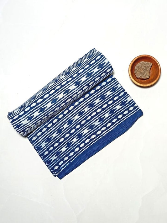 Straight Silli Mix Sakpara Mud Dabu Indigo Hand Block Print Fabric