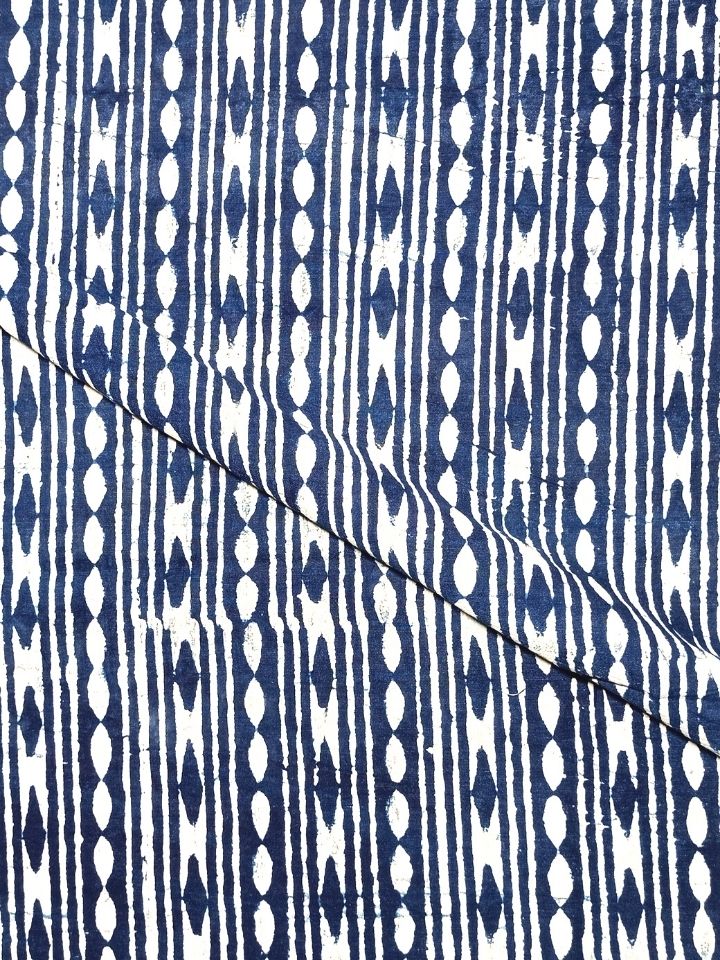 Straight Silli Mix Sakpara Mud Dabu Indigo Hand Block Print Fabric