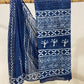 2 Kaam Lehriya Jaal Indigo Base With Off Mud Dabu Lehriya With Off White Chartune Boder Hand Block Print