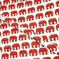 Bagru Block Off Red Color Elephant Motif Hand Block Print