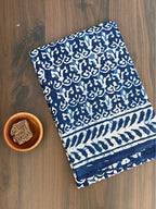 Kalamkari 2 Kaam Jaal Butdi Motif  Off Mud Dabu Base With Krista 2 Kaam Border Hand Block Print