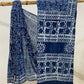 2 Kaam Kalamkari Kids Jaal Mud Dabu Base With Indigo Kids Jaal With 2 Kaam Bander Border Hand Block Print