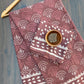 Puwara Small Butti With White Dabu Rabit Border Hand Block Print Cotton Saree