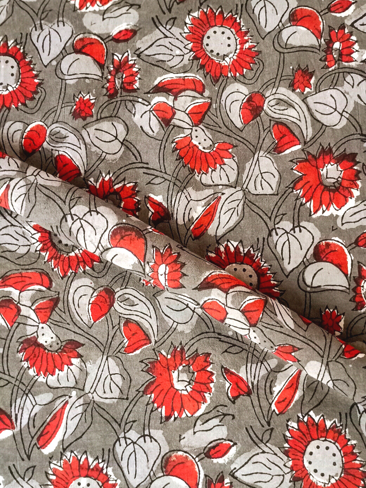 Jawtha Kalamkari Red Floral Jaal Flower Print