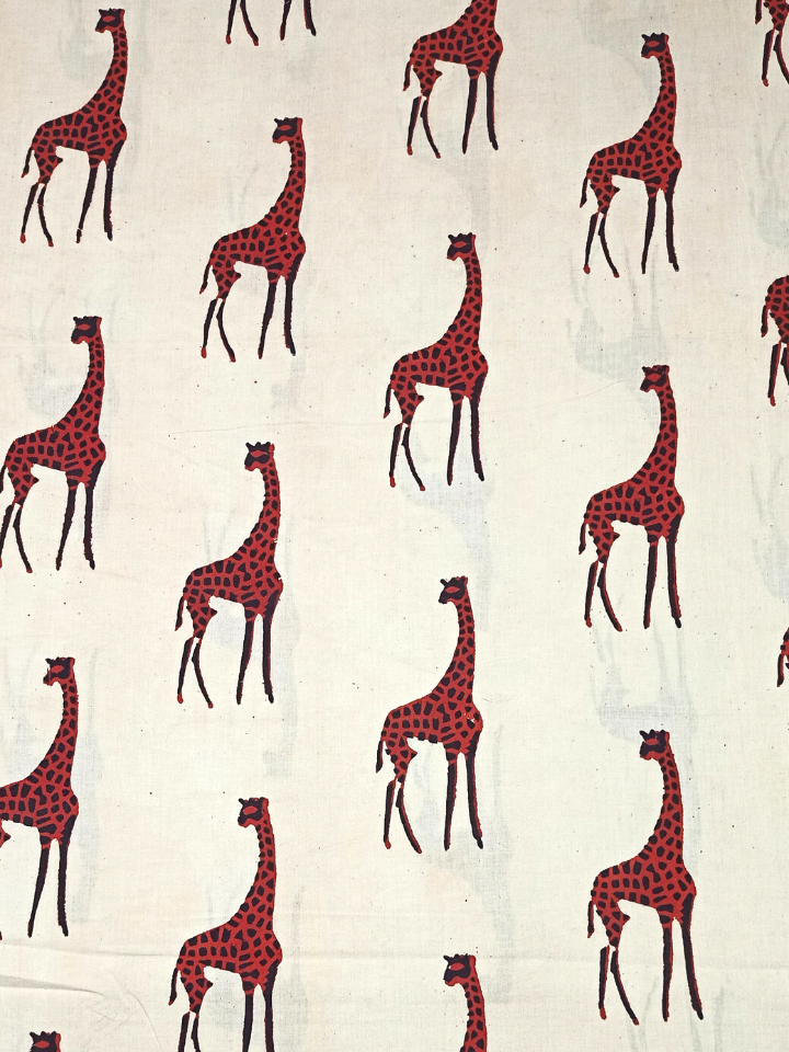 Bagru Red Giraffe Motif Hand Block Print