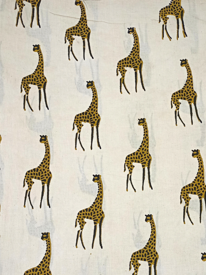 Bagru Yellow Color Giraffe Motif Hand Block Print