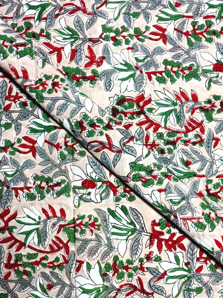 Rapid Red And Green Patti Kalamkari Floral Jaal Print