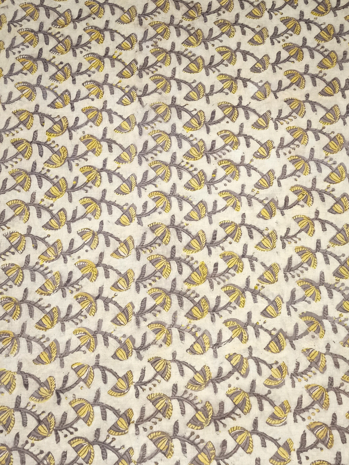 Ajrak Kashish  Mustrad Yellow Umbrella Jaal With Off Cream Base Print