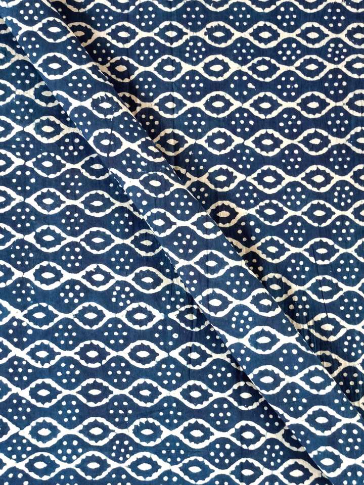 Dabu Indigo Geometric Chain Sakapara Print