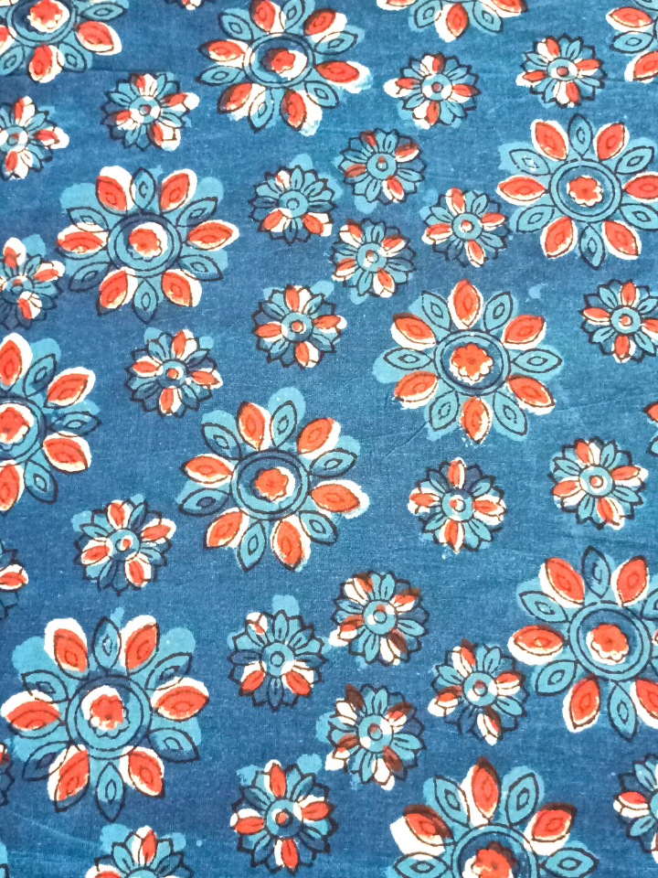 Jawtha  Indigo  Chakara Floral Jaal Print