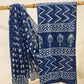 3 Bander Small Butti 2 Kaam Jaal Indigo Base With Bander Jaal Off White Single Katli   Border Hand Block Print