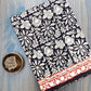 Bagru Kalamkari Floral Jaal Off Black Base With Red Flower Border Block Print Saree