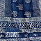 Small Butti Bander Mud Dabu Indigo Base Hand Block Print Cotton Mul Mul Saree