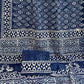 Sakpara 2 Kaam Mud Dabu Indigo Base With Dabu Print With Katli Border Off White Hand Block Dabu Print Saree