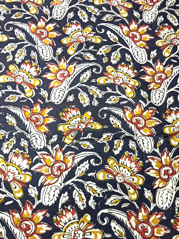 Bagru Kalamkari Floral Red And Orange  Print