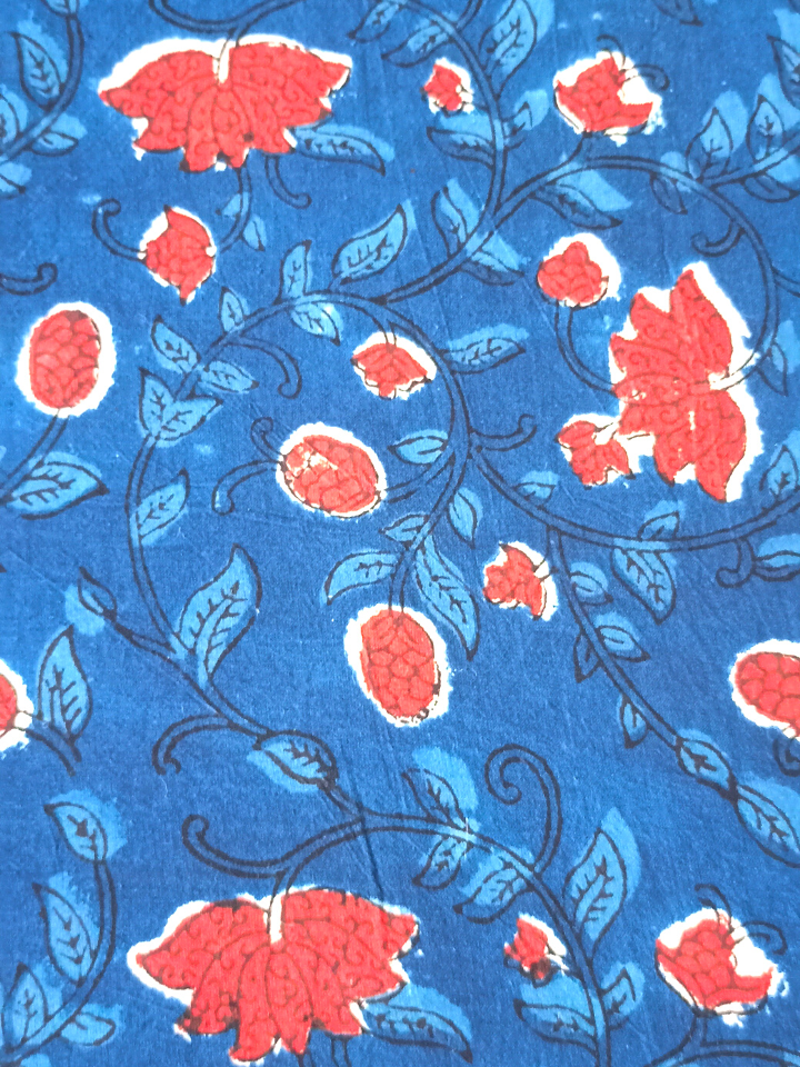 Jawtha Red And Indigo Patar Jaal Floral Print