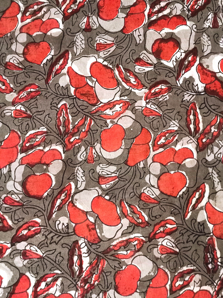 Jawtha Red And Grey Flower Ruuj Jaal Print