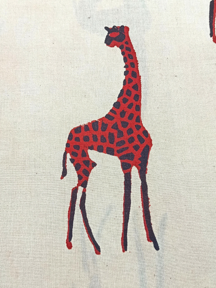 Bagru Red Giraffe Motif Hand Block Print