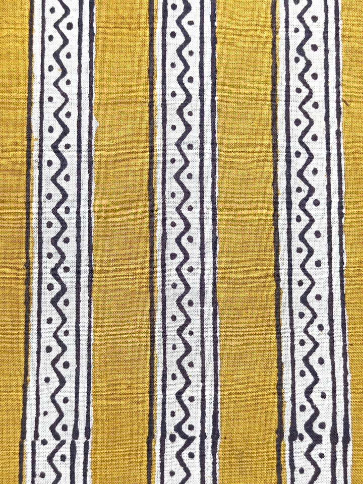 Bagru Kalamkari Yellow With Block All Over Print