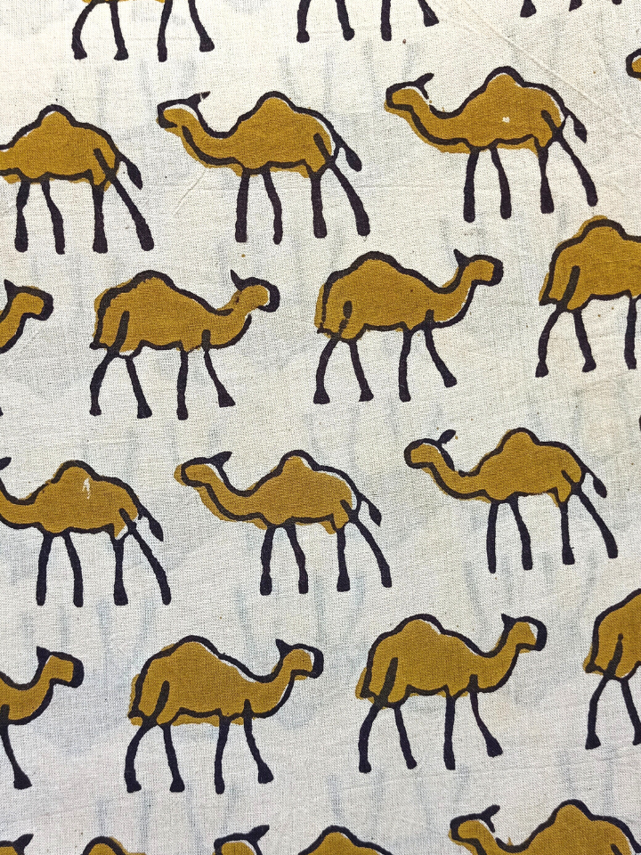 Bagru Yellow Camel Motif Hand Block Print