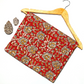 Bagru Small Deepak Print  3 Kaam Butta   Base Black Deepak Off White And Red Colour Hand Block Print Fabric