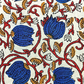 Bagru Kalamkari Blue Lotus With Red Root Jaal Print