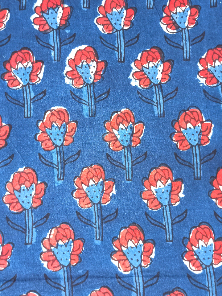 Jawtha Small Red And Indigo Floral Butti Print