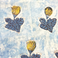 Ajrak  Single Indigo Butta With Yellow Leaves Print