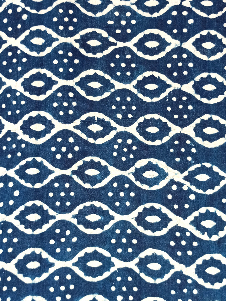 Dabu Indigo Geometric Chain Sakapara Print