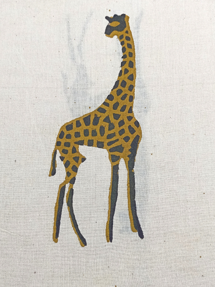 Bagru Yellow Color Giraffe Motif Hand Block Print