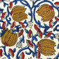 Bagru Kalamkari Mustrad Yellow Lotus With Blue Root Jaal Print