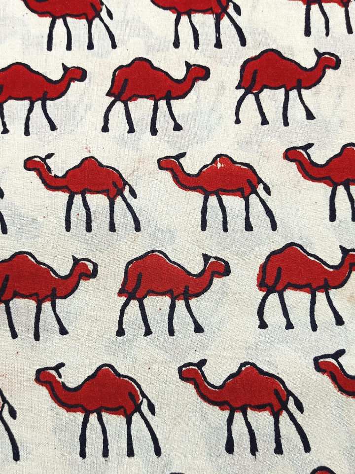 Bagru Red Camel Motif Hand Block Print