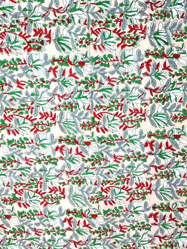 Rapid Red And Green Patti Kalamkari Floral Jaal Print