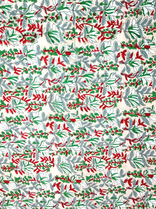 Rapid Red And Green Patti Kalamkari Floral Jaal Print