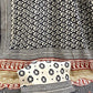 Murja Sunflower Bagru Butti Off Black Base With Off White Flower With Lehriya Border Black Colour Hand Block Print Saree