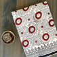 Kalamkari Floral Jaal Off Cream Base With Red Flower Jaal With Dil Zig Bordedr Black Colour Hand Block Print Saree
