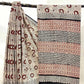Kalamkari Floral Jaal Off Cream Base With Red Flower Jaal With Dil Zig Bordedr Black Colour Hand Block Print Saree