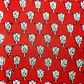 Bagru Hand Rose Small Butti Base Red With Off White Rose Hand Block Print Fabric