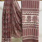 Puwara Small Butti With White Dabu Rabit Border Hand Block Print Cotton Saree