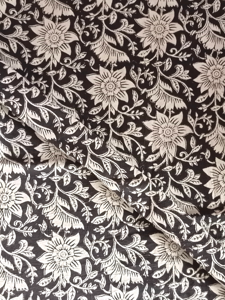 Bagru Kalamkari Off White With Black Base Print