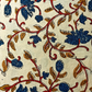 Bagru Kalamkari Flower Jaal Base Cream Flower Blue With Off Yellow Leave Colour Hand Block Print