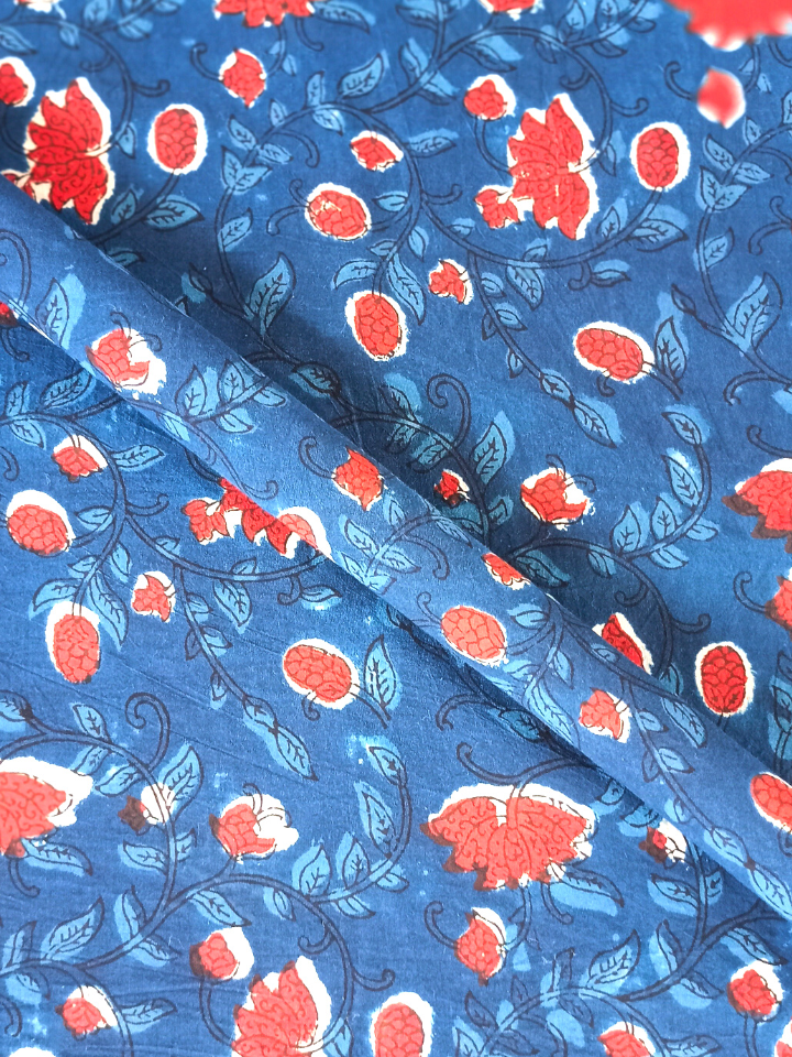 Jawtha Red And Indigo Patar Jaal Floral Print