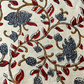Bagru Kalamkari  Flower Jaal Base Cream , Flower Grey With Red Leave Colour Block Print Fabric