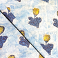 Ajrak  Single Indigo Butta With Yellow Leaves Print