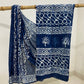 Sherka Kalamkari Jaal Chimki Mud Dabu Indigo Base With 3 Kaam Sakpara Border Hand Block Print